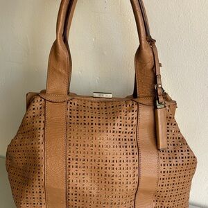 BCBGMaxAzria Perforated Brown Satchel